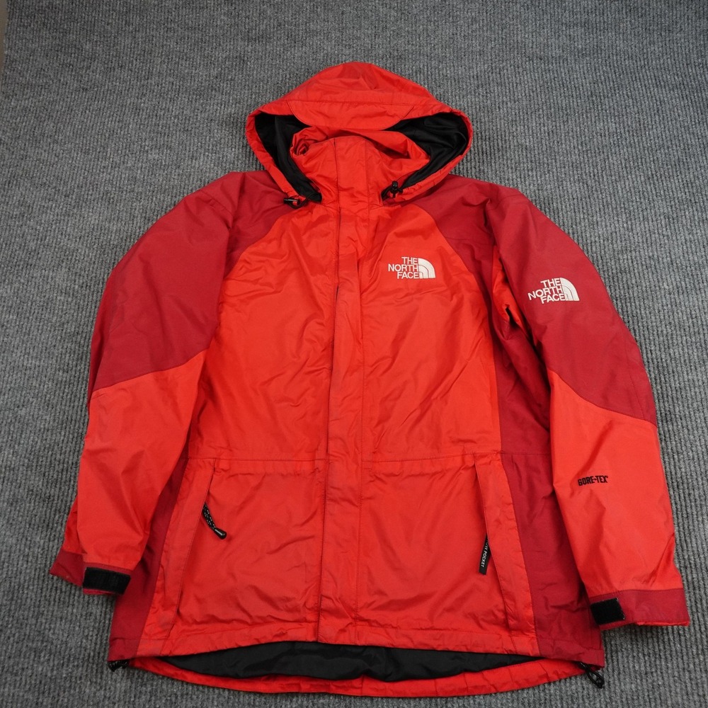 Vintage North Face Jacket Mens Large Red Goretex Hooded Waterproof Mountain